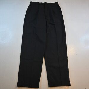 Vtg Y2K 2000s 30x32 Black Stripe Pleated Cuffed High Waist Dress Mens Pants